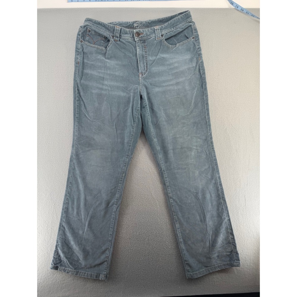 Venezia Womens Blue Grey Corduroy Straight Leg Pants Size 18 Stretch Casual